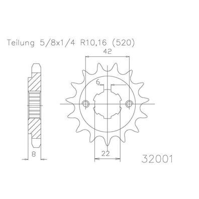 ESJOT Kettenritzel, 16 Zähne