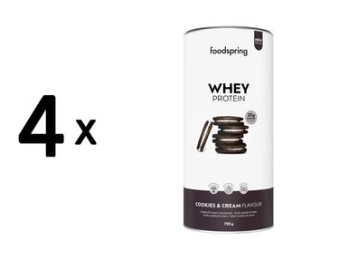 4 x foodspring Whey (750g) Cookies and Cream