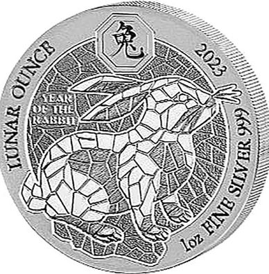 Ruanda 2023 Jahr des Hasen 1 Oz Silber