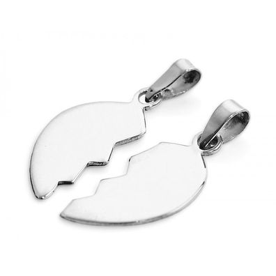 Anhänger mit Gravur geteiltes Herz Silber 925