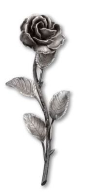 Rose aus Alu grau Wandornament 23x9cm Relief Grabstein Grabmal