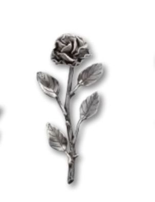 Rose aus Alu grau Wandornament 13 x 6 cm Relief Grabstein Grabmal