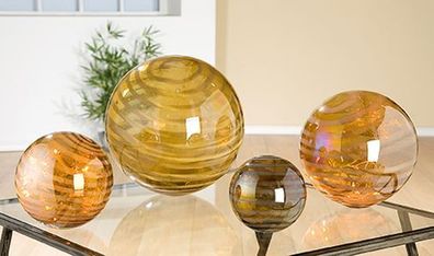 Gilde Glas Kugel amber / weiss 39269