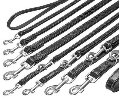 Karlie Buffalo KROKO Büffelleder-Leine - Schwarz 18 mm, 100 cm
