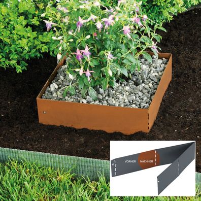 Bellissa Rasenkante Square Corten 50x50cm H13cm Beetumrandung Beeteinfassung