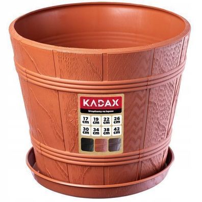 KADAX Blumentopf mit Untersetzer, 19 cm, Terrakotta