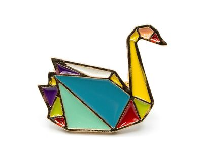Schwan Origami Brosche Miniblings Anstecknadel Pin Emaille Tier See modern