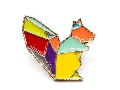 Eichhörnchen Origami Brosche Miniblings Anstecknadel Pin Emaille Wald modern