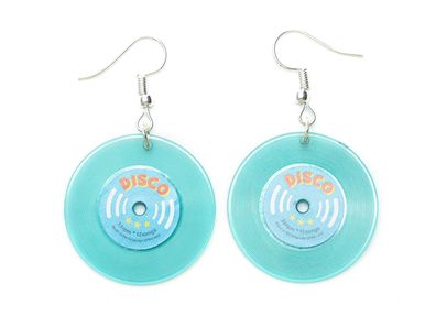 Schallplatten Ohrringe Miniblings LP Vinyl DJ Musik transparent blau türkis 30mm