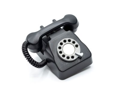 Telefon mit Hörer Brosche Miniblings Anstecknadel Pin Wählscheibe Retro