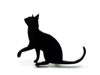 Katze Brosche Miniblings Anstecknadel Pin Acrylglas Acryl Tier sitzend schwarz
