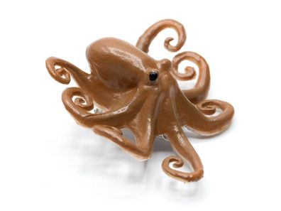 Oktopus Brosche Miniblings Anstecknadel Pin Krake Tintenfisch glänzend braun
