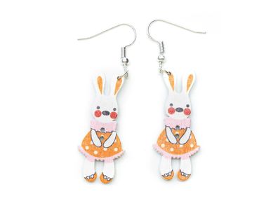 Osterhase Ostern Ohrringe Miniblings Hänger Osterhäschen Hase Häschen Bunny orange