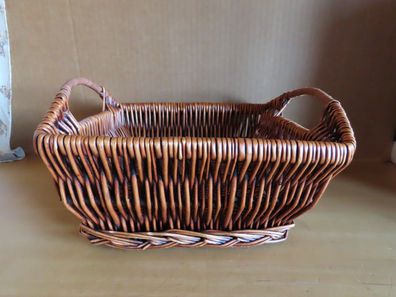 Korb Weidekorb viereckig geflochten braun mit Griffe ca. 25,5 x 25,5 x 11 cm