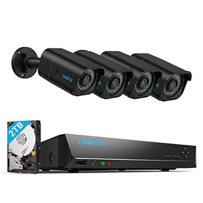 Reolink 8-Channel 4K Outdoor Surveillance Camera Kit, with 4 x 8 MP PoE IP Cameras, 2