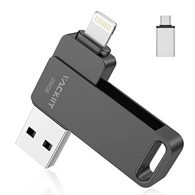 USB Stick für iPhone 256GB Apple Certified Lightning, Vackiit USB C Stick USB 3.0 Fot