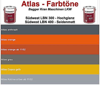 Südwest LBN Atlas - Premium-Lack für Bagger Kran Radlader LKW Baumaschinen