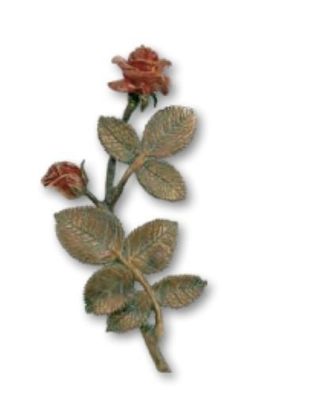 Rose aus Bronze Wandornament 25x13 cm Relief Grabstein Grabmal