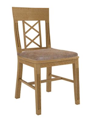 Esszimmerstuhl Chalet mit Holzsitz - 2 Kreuzen an der Lehne und losem Sitzkissen