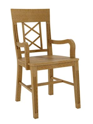 Esszimmer Stuhl mit Armlehnen Chalet mit Holzsitz und losem Sitzkissen Pinie massiv