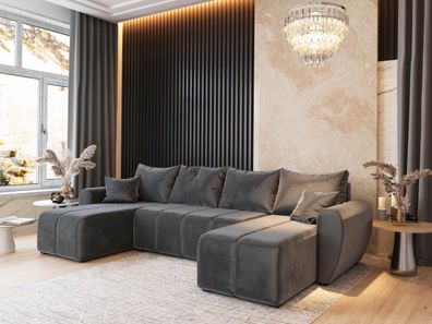 Ecksofa Madison U Moderne Eckcouch Schlaffunktion, Sofa mit Bettkasten