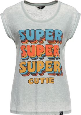 Queen Kerosin Damen Enzymwash T-Shirt "Super Super" QKI41013