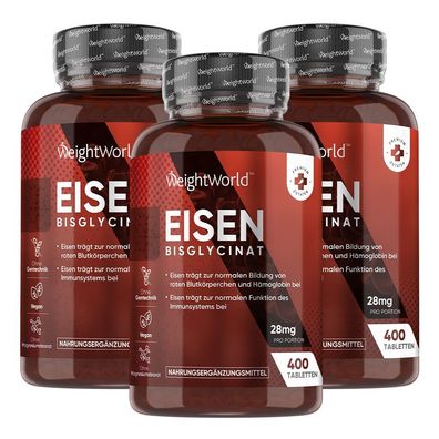 Eisen + Vitamin C - 3er-Pack, 1200 Tabletten - Optimierte Aufnahme & tägliche Unterst