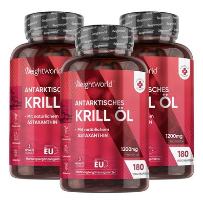 Krillöl mit Omega-3 - 3er-Pack, 540 Weichkapseln - Unterstützt kognitive & körperlich