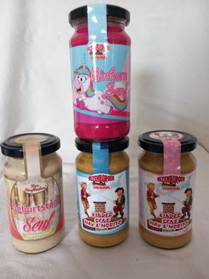 Senf Sortiment - 4 Gläser je 200 ml - Individuell zusammen stellen