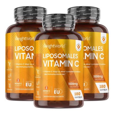 High Strength Vitamin C - 3-Pack, 180 Capsules - Liposomal for Enhanced Absorption