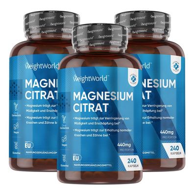 Triple Pack Magnesium - 3-Pack, 720 Capsules - Vegan, Gentle & Highly Absorbable