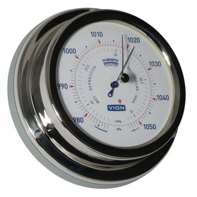 Barometer VION Hi-Sensitiv, Edelstahl poliert, Durchmesser 129 mm, Tiefe 40 mm