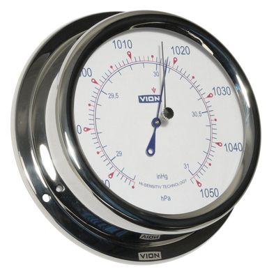 Barometer VION Hi-Sensitiv, Edelstahl poliert, Durchmesser 150 mm, Tiefe 42 mm