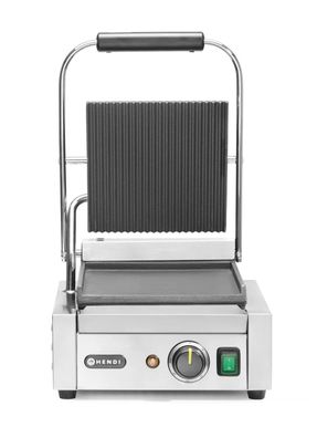 Hendi Kontaktgrill Einzelversion 1.800 Watt geriffelt/glatt