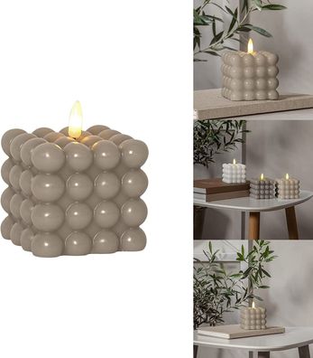 LED Bubble Stumpenkerze "Flamme Dot" in Beige