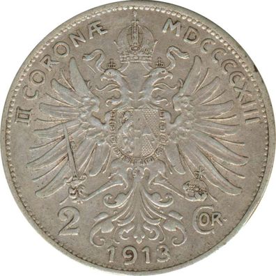 Österreich 2 Kronen 1913 Franz Joseph Silber*