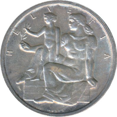 Schweiz 5 Franken 1948 B Verfassung Silber*