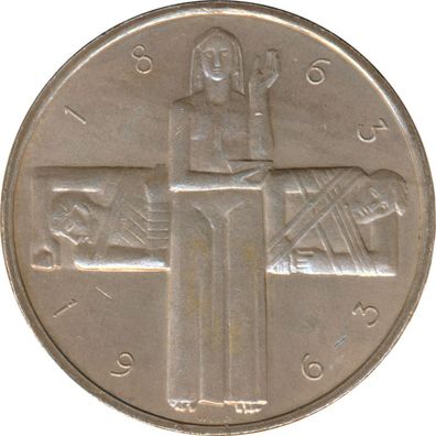 Schweiz 5 Franken 1963 B 100 Jahre Rotes Kreuz Silber*