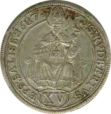 Salzburg 15 Kreuzer 1687 Johann Ernst von Thun Silber*