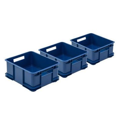 3x Euro Stapelbox Bruno Eco Blau Stapelkasten 20,5L Transport Eurobehälter