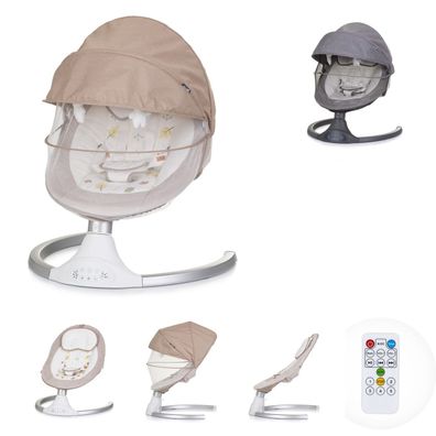 Chipolino Babywippe Brida, Fernbedienung Moskitonetz, Kissen, Plüschtiere, Timer