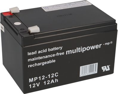 Multipower Blei-Akku MP12-12C Pb 12V/12Ah Zyklenfest Faston 6,3mm