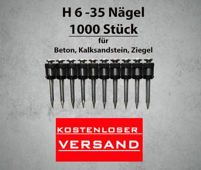 1000 Stück Betonnägel H 6 - 35 für Spit Pulsa, Bea, KMR, Würth, Senco, Makita