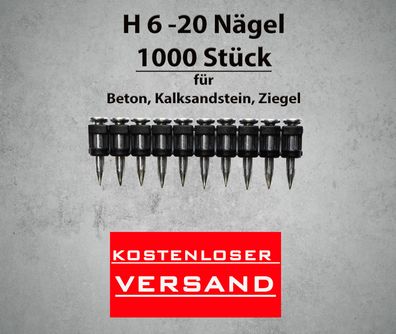 1000 Stück Betonnägel H 6 - 20 für Spit Pulsa, Bea, KMR, Würth, Senco, Makita