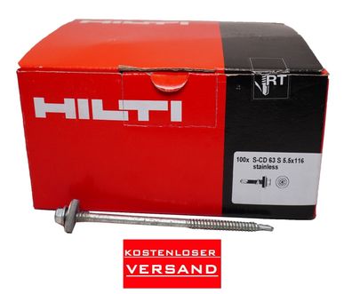 Hilti 100 Stück Sandwichpaneelschrauben Verbundschraube S-CD63S 5,5 # 413349