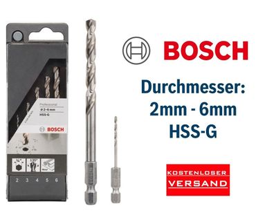 Bosch Stahl Bohrer Sechskant HSS-G ?2mm - ?6mm