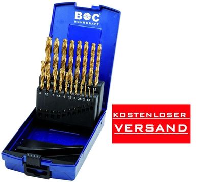 BOC Spiralbohrersatz 1,0 bis 10,0 mm in ABS Box Titannitriert # 11301330019