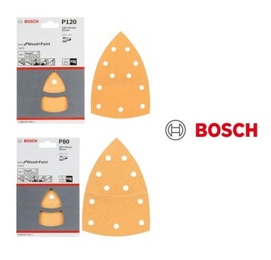 Bosch 10x Schleifpapier C470 wood+paint P80, P120 102x62mm 93mm