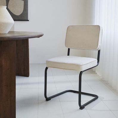 Esszimmerstuhl Remo Creme Rippenstoff - Ohne Armlehnen (Gr. 56 x 52 x 85 cm)