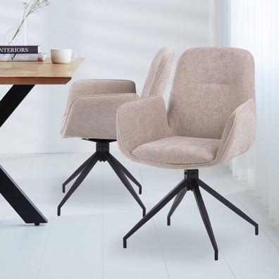 Drehbarer Esszimmerstuhl Nela Chenille beige (Gr. 62 x 61 x 89 cm)